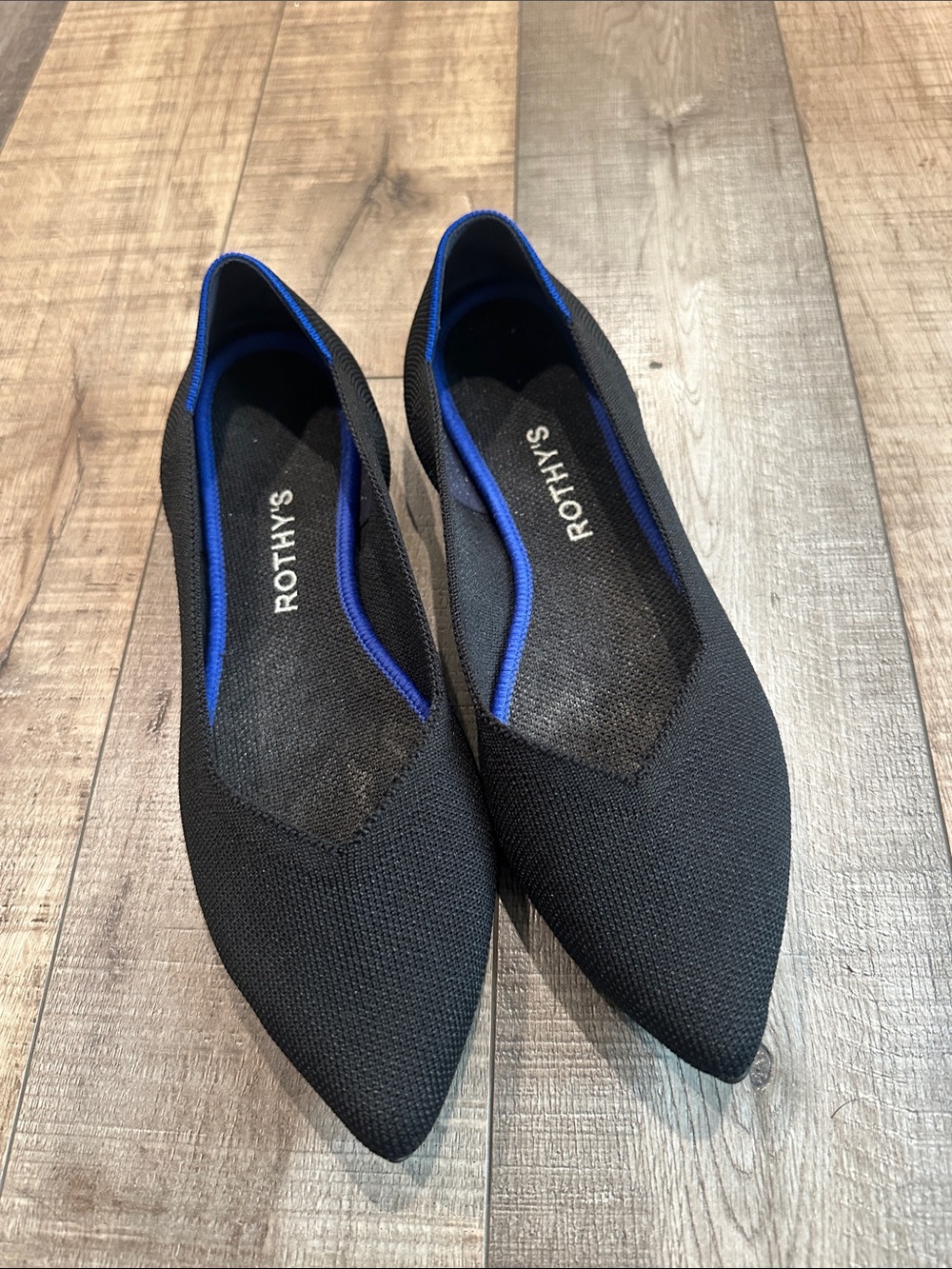Rothy’s black pointy toe flats size 8.5